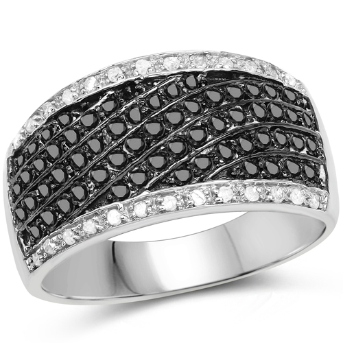 Diamond-0.79 Carat Genuine Black Diamond .925 Sterling Silver Ring