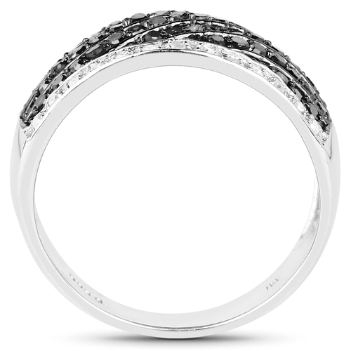 0.79 Carat Genuine Black Diamond .925 Sterling Silver Ring