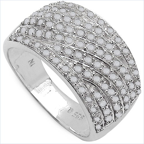 Diamond-0.80 Carat Genuine White Diamond .925 Sterling Silver Ring