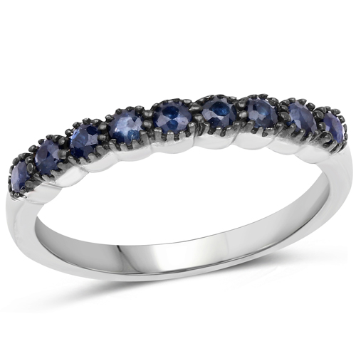 0.54 Carat Genuine Blue Sapphire .925 Sterling Silver Ring