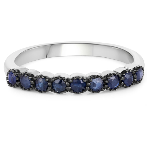 0.54 Carat Genuine Blue Sapphire .925 Sterling Silver Ring