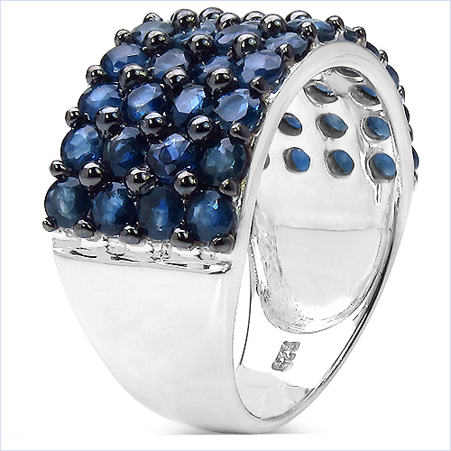 2.99 Carat Genuine Blue Sapphire .925 Sterling Silver Ring