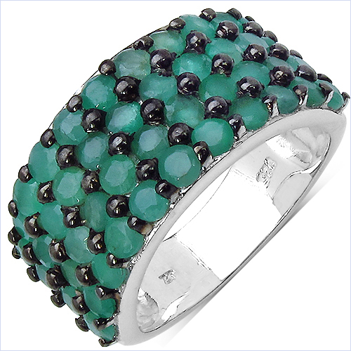 Emerald-2.99 Carat Genuine Emerald .925 Sterling Silver Ring