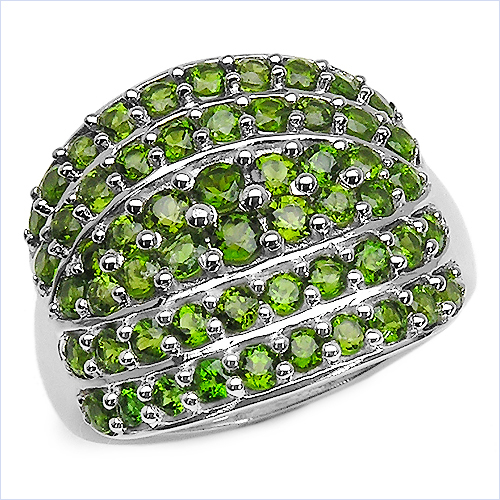 Rings-2.37 Carat Genuine Chrome Diopside .925 Sterling Silver Ring