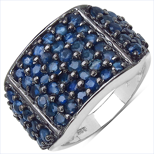 Sapphire-2.86 Carat Genuine Blue Sapphire .925 Sterling Silver Ring
