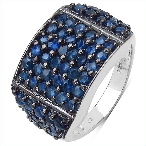 2.86 Carat Genuine Blue Sapphire .925 Sterling Silver Ring