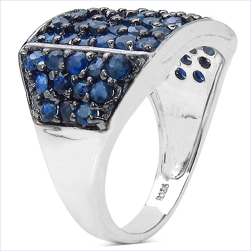 2.86 Carat Genuine Blue Sapphire .925 Sterling Silver Ring