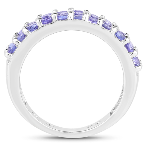 1.10 Carat Genuine Tanzanite .925 Sterling Silver Ring