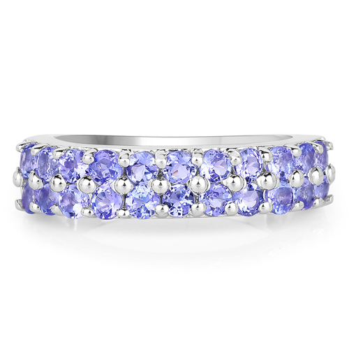 1.10 Carat Genuine Tanzanite .925 Sterling Silver Ring