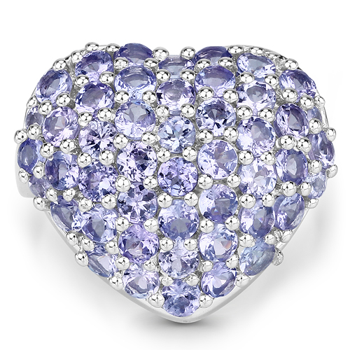 3.11 Carat Genuine Tanzanite .925 Sterling Silver Ring