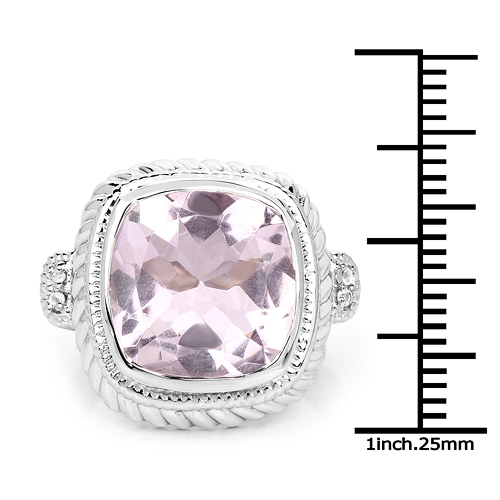 6.34 Carat Genuine Pink Amethyst & White Topaz .925 Sterling Silver Ring