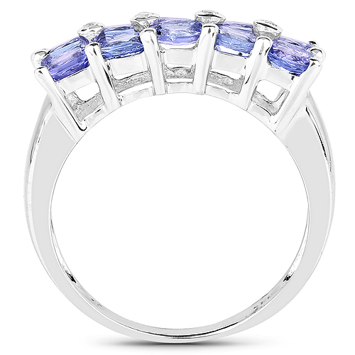 1.76 Carat Genuine Tanzanite and White Sapphire .925 Sterling Silver Ring