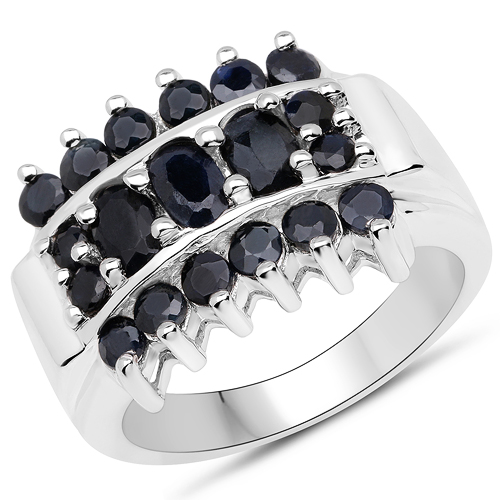 Sapphire-1.54 Carat Genuine Blue Sapphire .925 Sterling Silver Ring