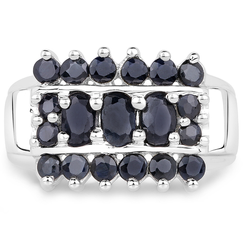 1.54 Carat Genuine Blue Sapphire .925 Sterling Silver Ring