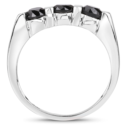 1.20 Carat Genuine Black Diamond .925 Sterling Silver Ring