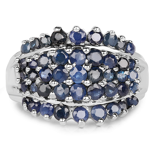 2.70 Carat Genuine Blue Sapphire .925 Sterling Silver Ring