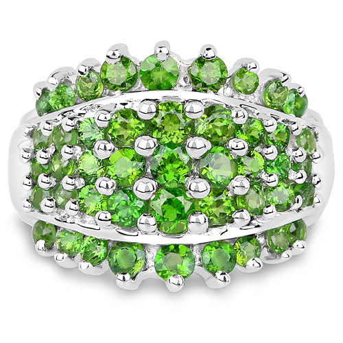 2.48 Carat Genuine Chrome Diopside .925 Sterling Silver Ring