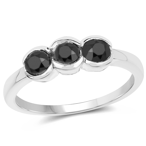 Diamond-1.16 Carat Genuine Black Diamond .925 Sterling Silver Ring