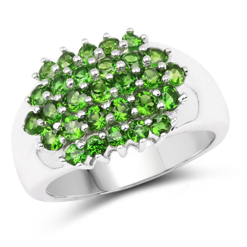 Rings-1.93 Carat Genuine Chrome Diopside .925 Sterling Silver Ring