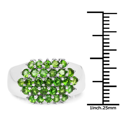 1.93 Carat Genuine Chrome Diopside .925 Sterling Silver Ring