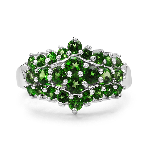 1.80 Carat Genuine Chrome Diopside .925 Sterling Silver Ring