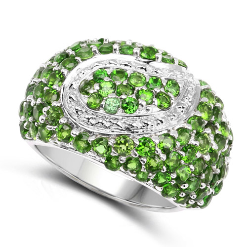 5.18 Carat Genuine Chrome Diopside .925 Sterling Silver Ring