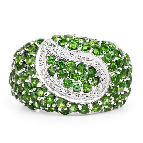 5.18 Carat Genuine Chrome Diopside .925 Sterling Silver Ring