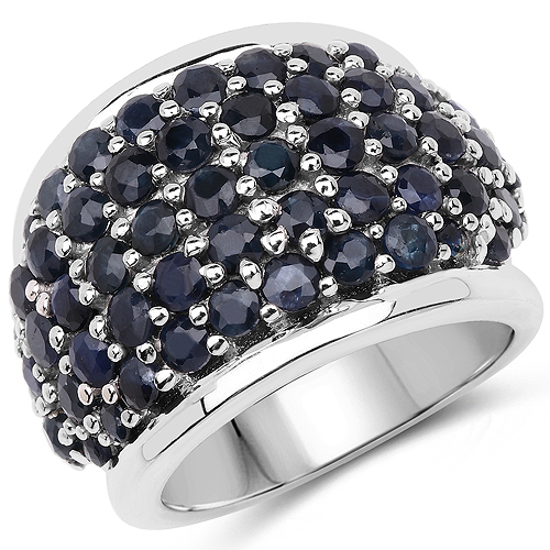 Sapphire-3.18 Carat Genuine Blue Sapphire .925 Sterling Silver Ring
