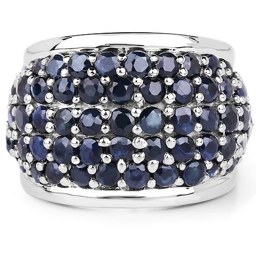 3.18 Carat Genuine Blue Sapphire .925 Sterling Silver Ring