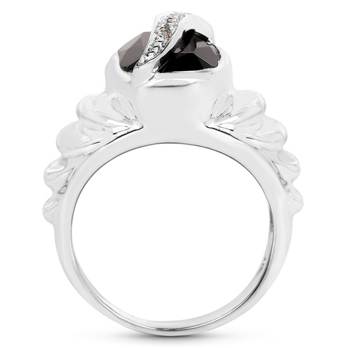 4.89 Carat Genuine Black Onyx and White Topaz .925 Sterling Silver Ring