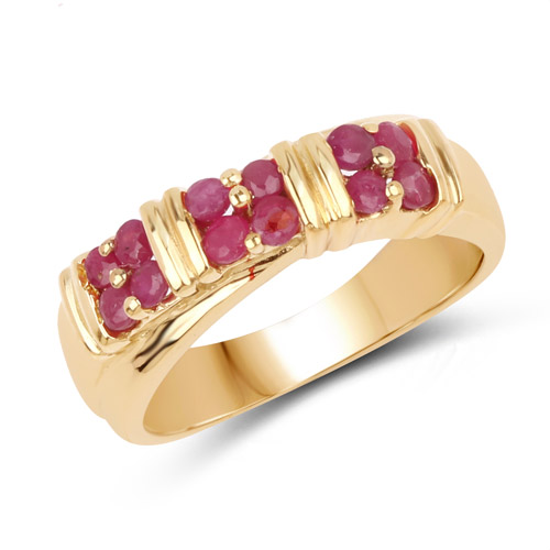 Ruby-14K Yellow Gold Plated 0.54 Carat Genuine Ruby .925 Sterling Silver Ring