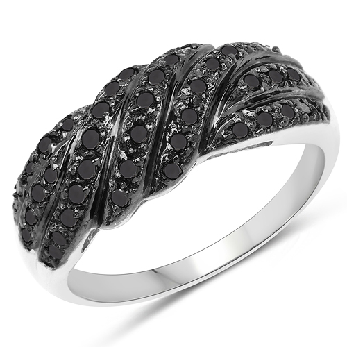 Diamond-0.35 Carat Genuine Black Diamond .925 Sterling Silver Ring