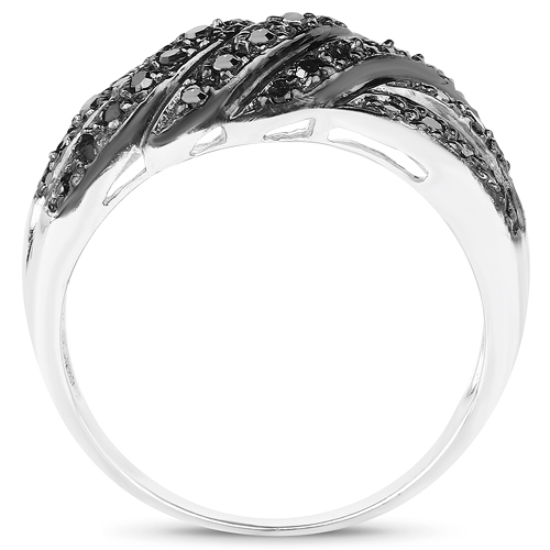 0.35 Carat Genuine Black Diamond .925 Sterling Silver Ring