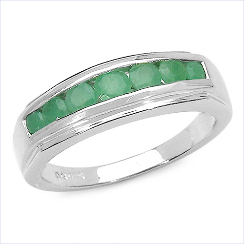 0.73 Carat Genuine Emerald .925 Sterling Silver Ring