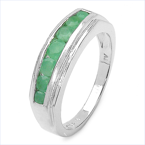 0.73 Carat Genuine Emerald .925 Sterling Silver Ring