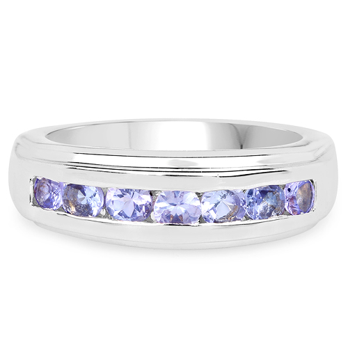 0.79 Carat Genuine Tanzanite .925 Sterling Silver Ring