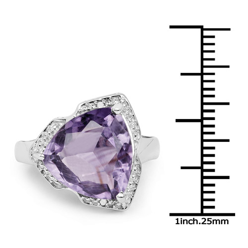 6.01 Carat Genuine Amethyst and White Diamond .925 Sterling Silver Ring
