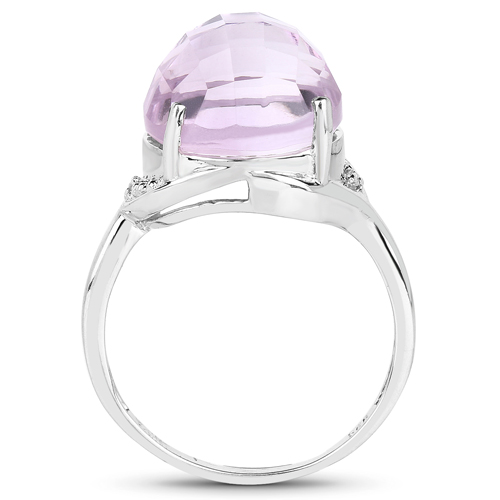 8.02 Carat Genuine Pink Amethyst and White Topaz .925 Sterling Silver Ring
