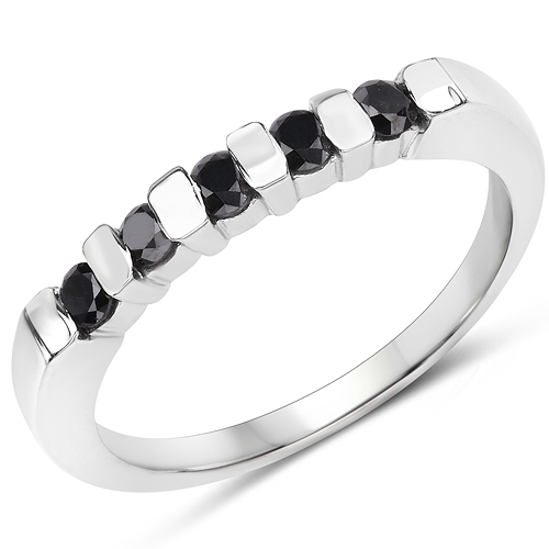 Diamond-0.50 Carat Genuine Black Diamond .925 Sterling Silver Ring