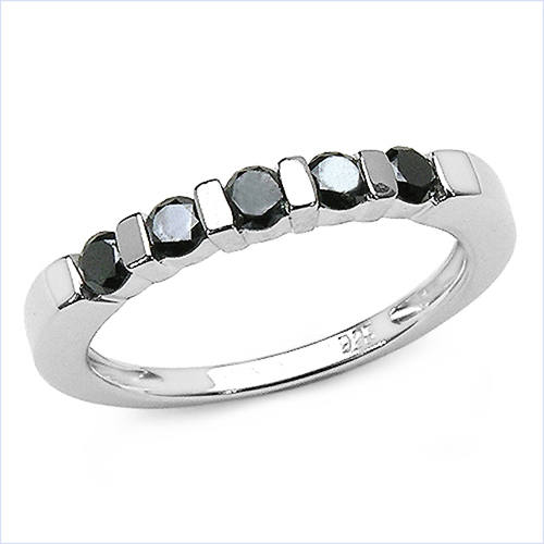Diamond-0.50 Carat Genuine Black Diamond Sterling Silver Ring