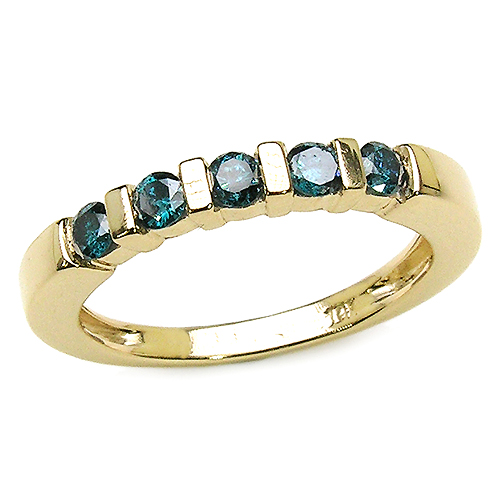 Diamond-0.50 Carat Genuine Blue Diamond 10K Yellow Gold Ring