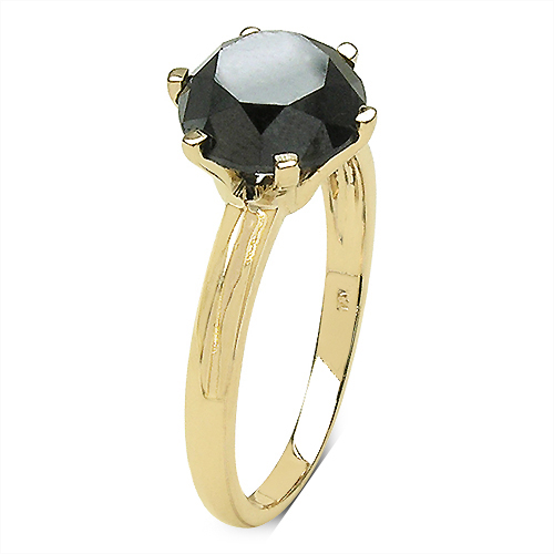 3.43 Carat Genuine Black Diamond 10K Yellow Gold Ring
