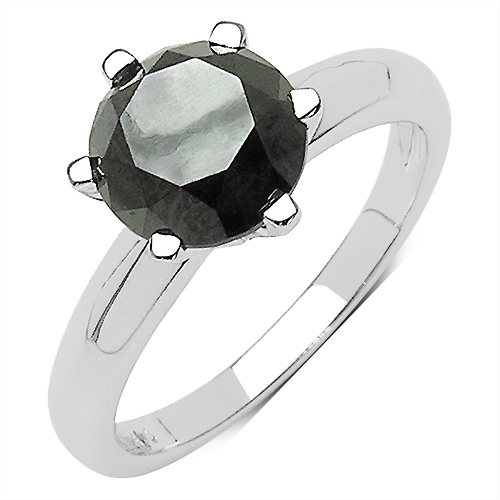 Diamond-3.56 Carat Genuine Black Diamond 10K White Gold Ring