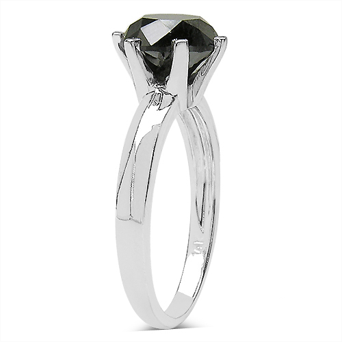 3.56 Carat Genuine Black Diamond 10K White Gold Ring