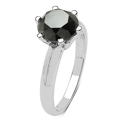 3.96 Carat Genuine Black Diamond 10K White Gold Ring