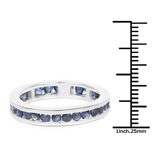 2.00 Carat Genuine Blue Sapphire .925 Sterling Silver Ring