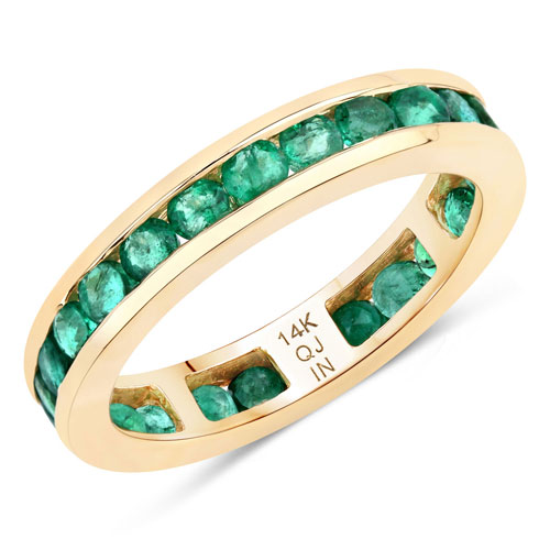 Emerald-1.56 Carat Genuine Zambian Emerald 14K Yellow Gold Ring