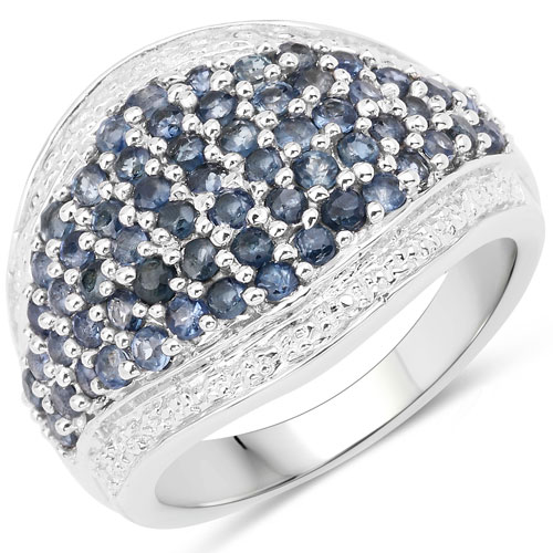 2.11 Carat Genuine Blue Sapphire .925 Sterling Silver Ring
