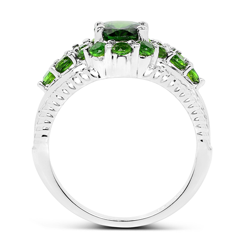 2.28 Carat Genuine Chrome Diopside .925 Sterling Silver Ring