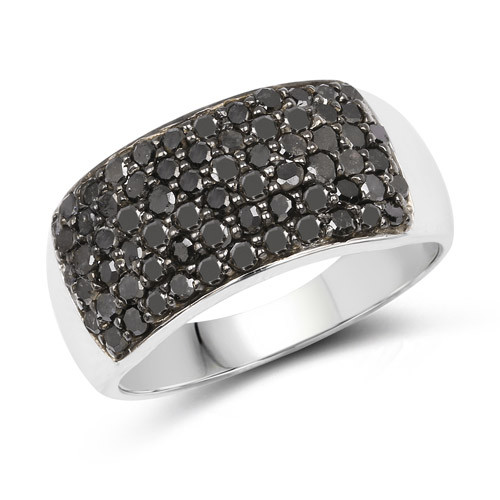 Diamond-1.21 Carat Genuine Black Diamond .925 Sterling Silver Ring
